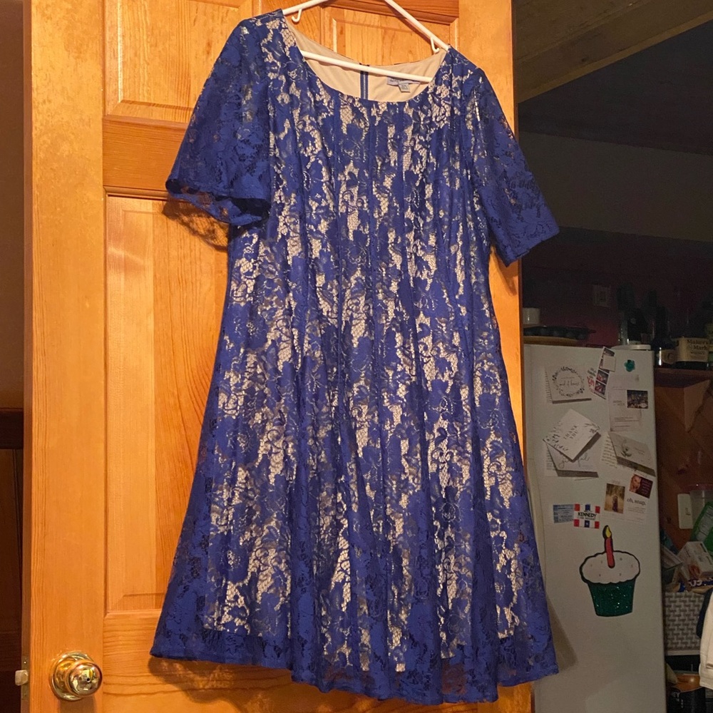 Royal blue, mid length dress